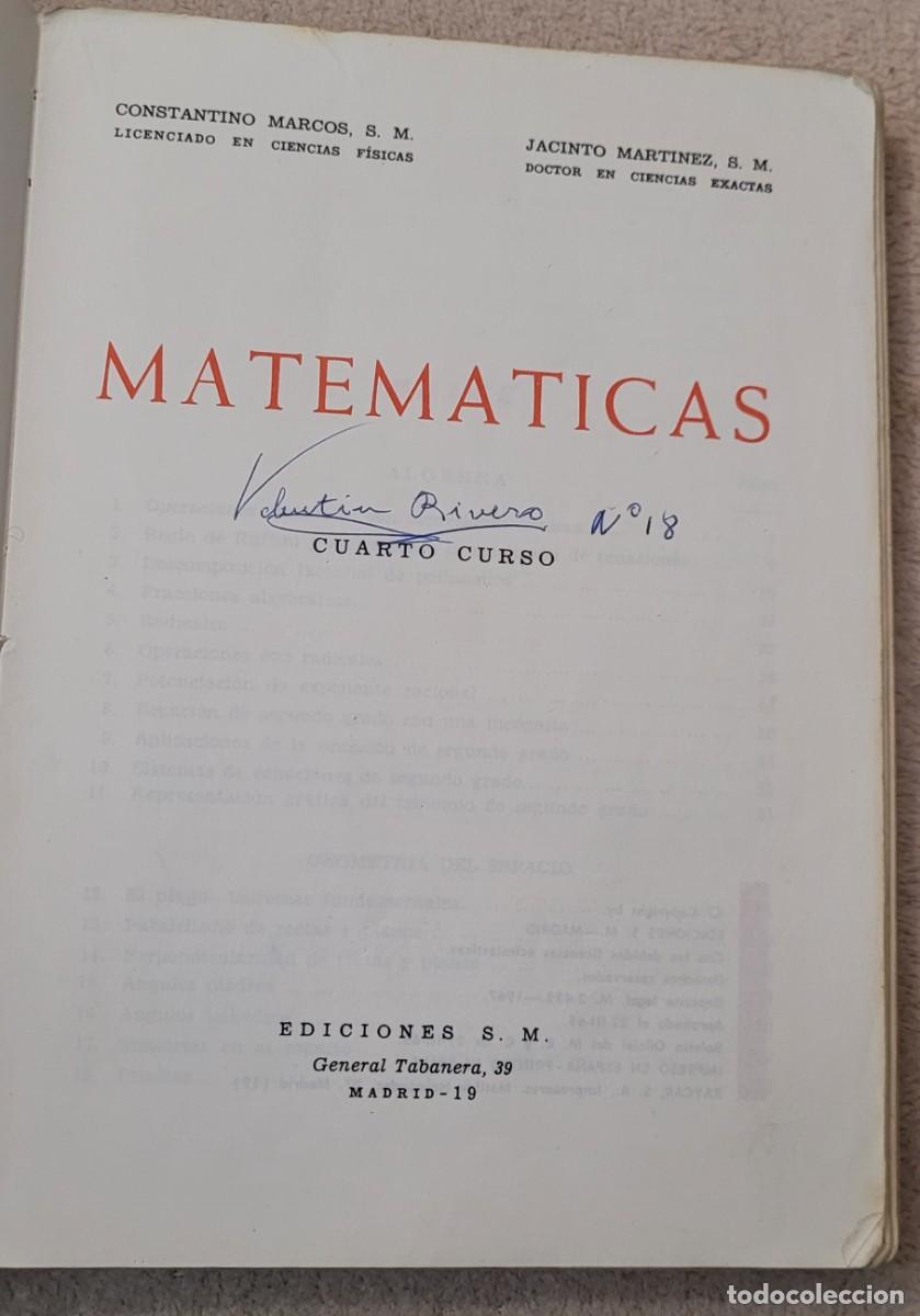 Libros de segunda mano: libro Matem&aacute;ticas cuarto curso 1967 ediciones S.M. - Foto 4