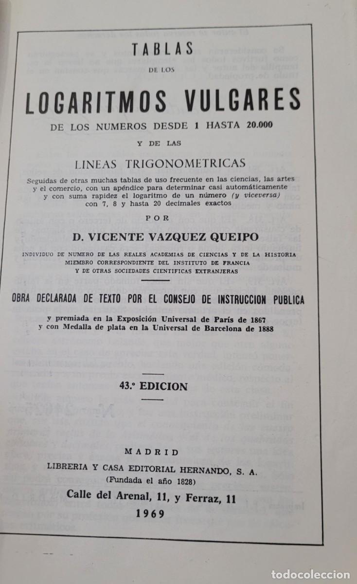 Libros de segunda mano: Tablas de logaritmos vulgares 1969 y l&iacute;neas trigonom&eacute;tricas - Foto 4