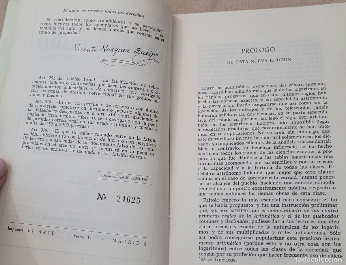 Libros de segunda mano: Tablas de logaritmos vulgares 1969 y l&iacute;neas trigonom&eacute;tricas - Foto 5