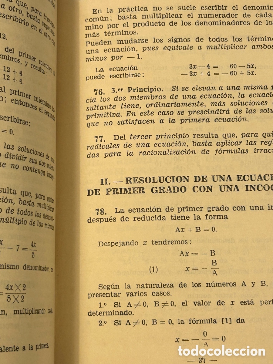 Libros de segunda mano: NOCIONES DE &Aacute;LGEBRA. DUOD&Eacute;CIMA EDICI&Oacute;N CORREGIDA. EDITORIAL BRU&Ntilde;O - Foto 3