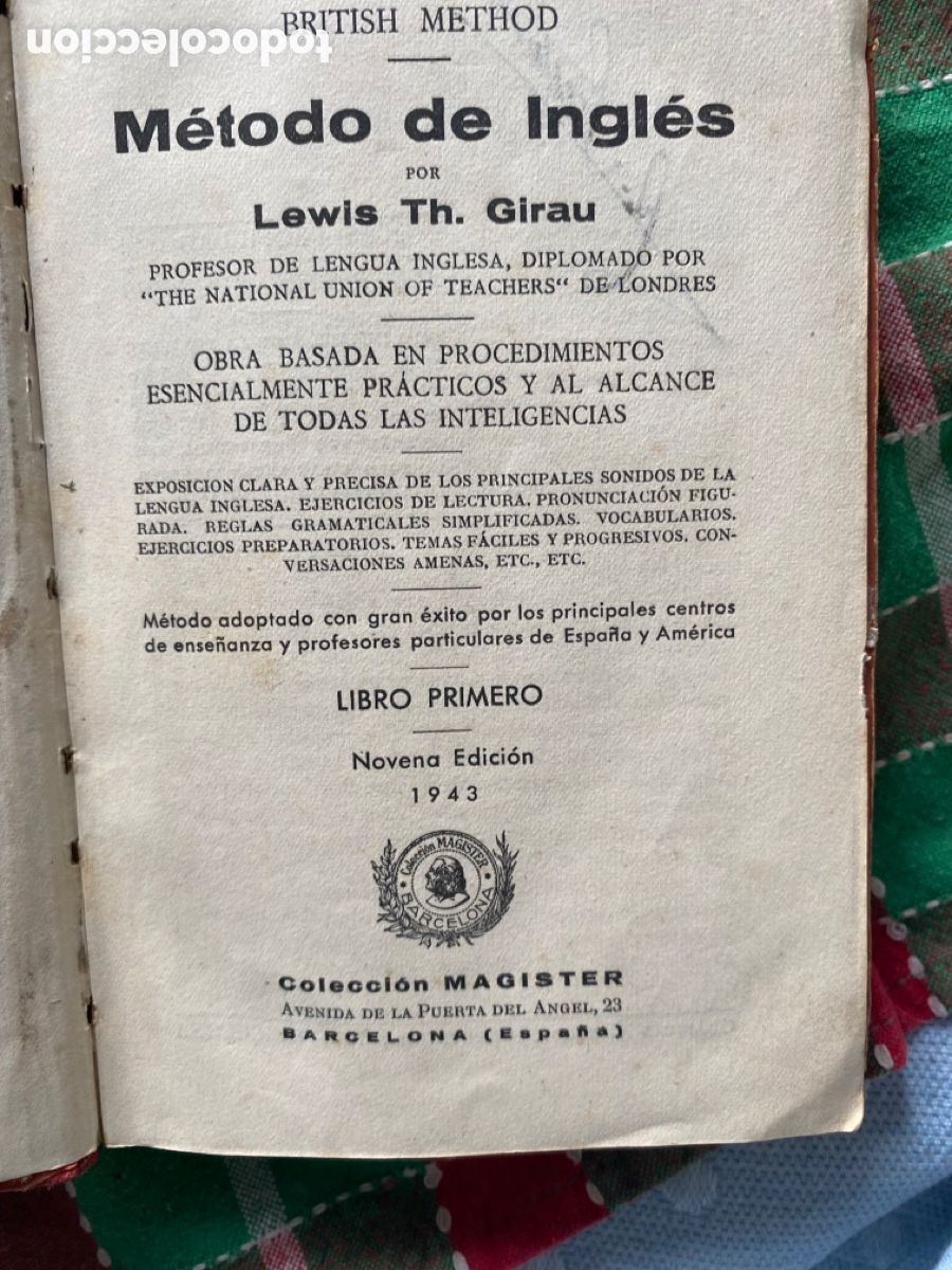 Libros de segunda mano: Libro antiguo del maestro de ingl&eacute;s 1943 - Foto 1