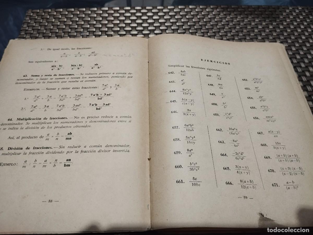 Libros de segunda mano: &Aacute;LGEBRA PRIMER GRADO EDITORIAL LUIS VIVES 1950 - Foto 5