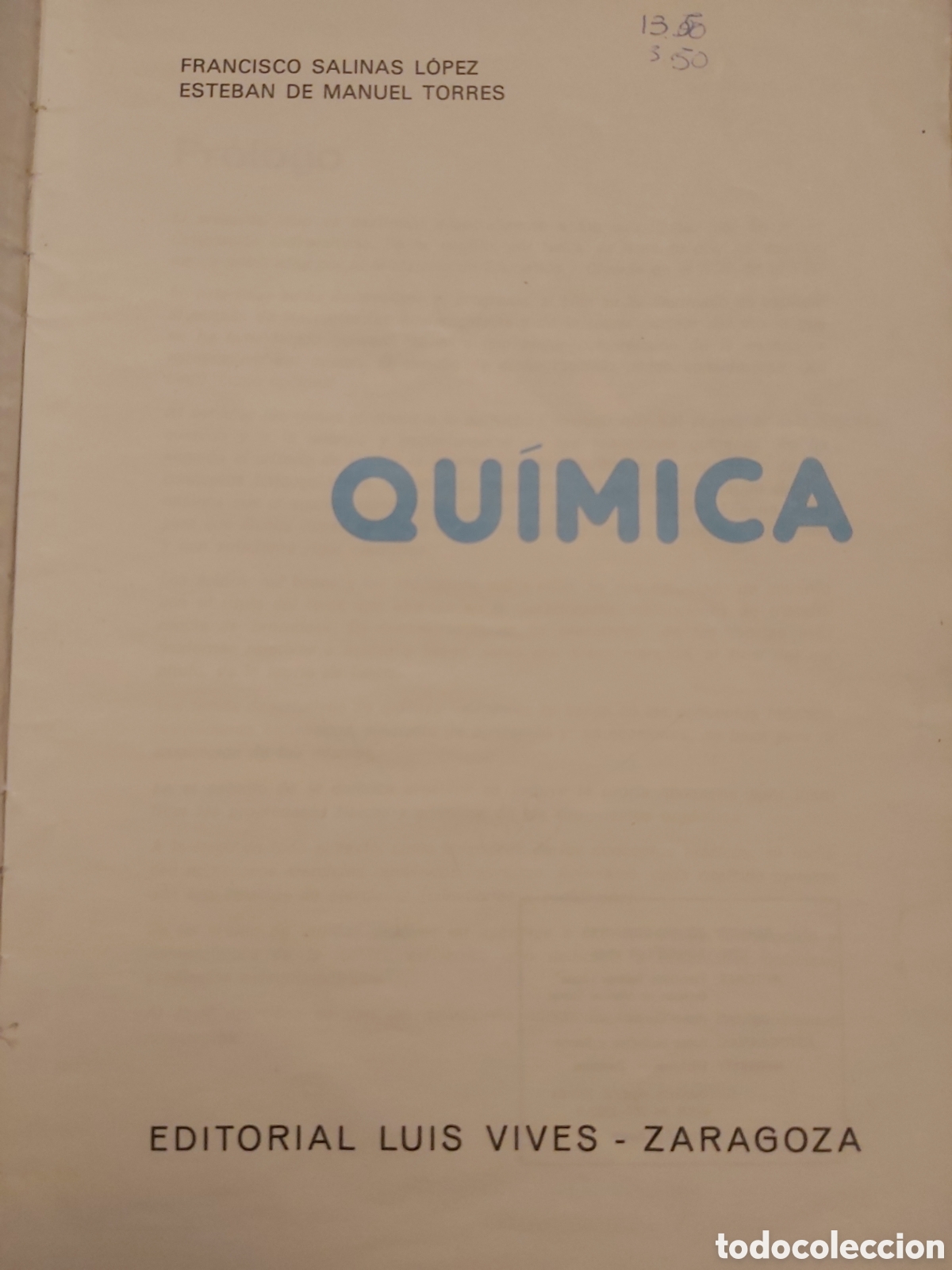 Libros de segunda mano: QU&Iacute;MICA $ F. SALINAS & E. DE MANUEL $ LUIS VIVES $ 1984 - Foto 3