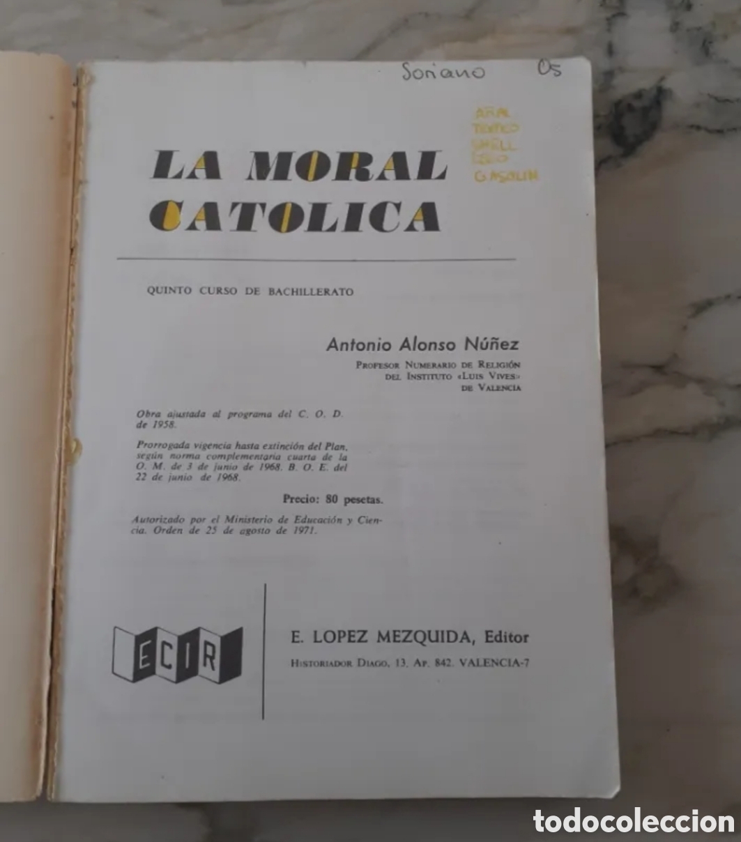 Libros de segunda mano: La moral cat&oacute;lica, Antonio Alonso - Foto 4