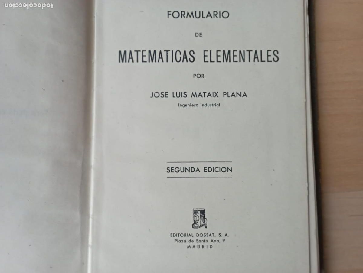 Libros de segunda mano: Formulario de Matem&aacute;ticas elementales. - Foto 2