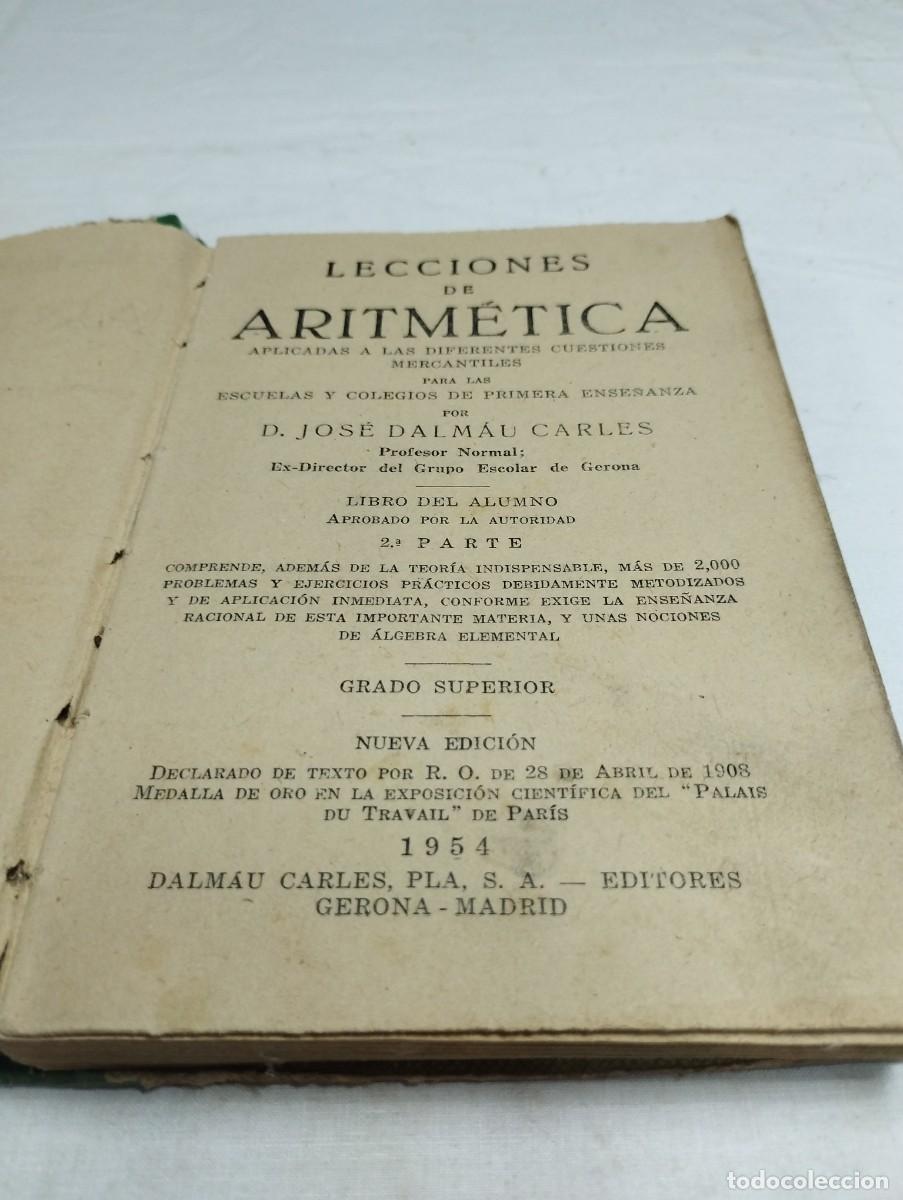 Libros de segunda mano: Lecciones de aritm&eacute;tica. Dalmau Carles, 1954 - Foto 3