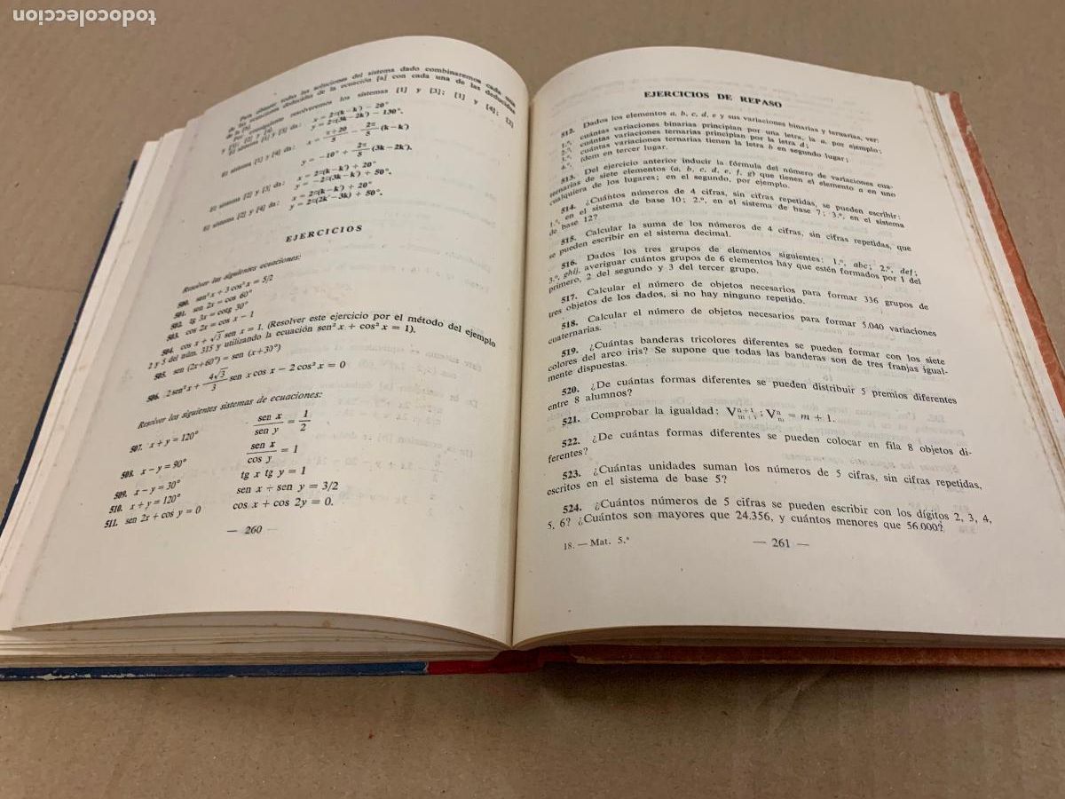 Libros de segunda mano: Antiguo libro de matematicas, Quinto curso. A&ntilde;o 1955. 320pags. - Foto 2