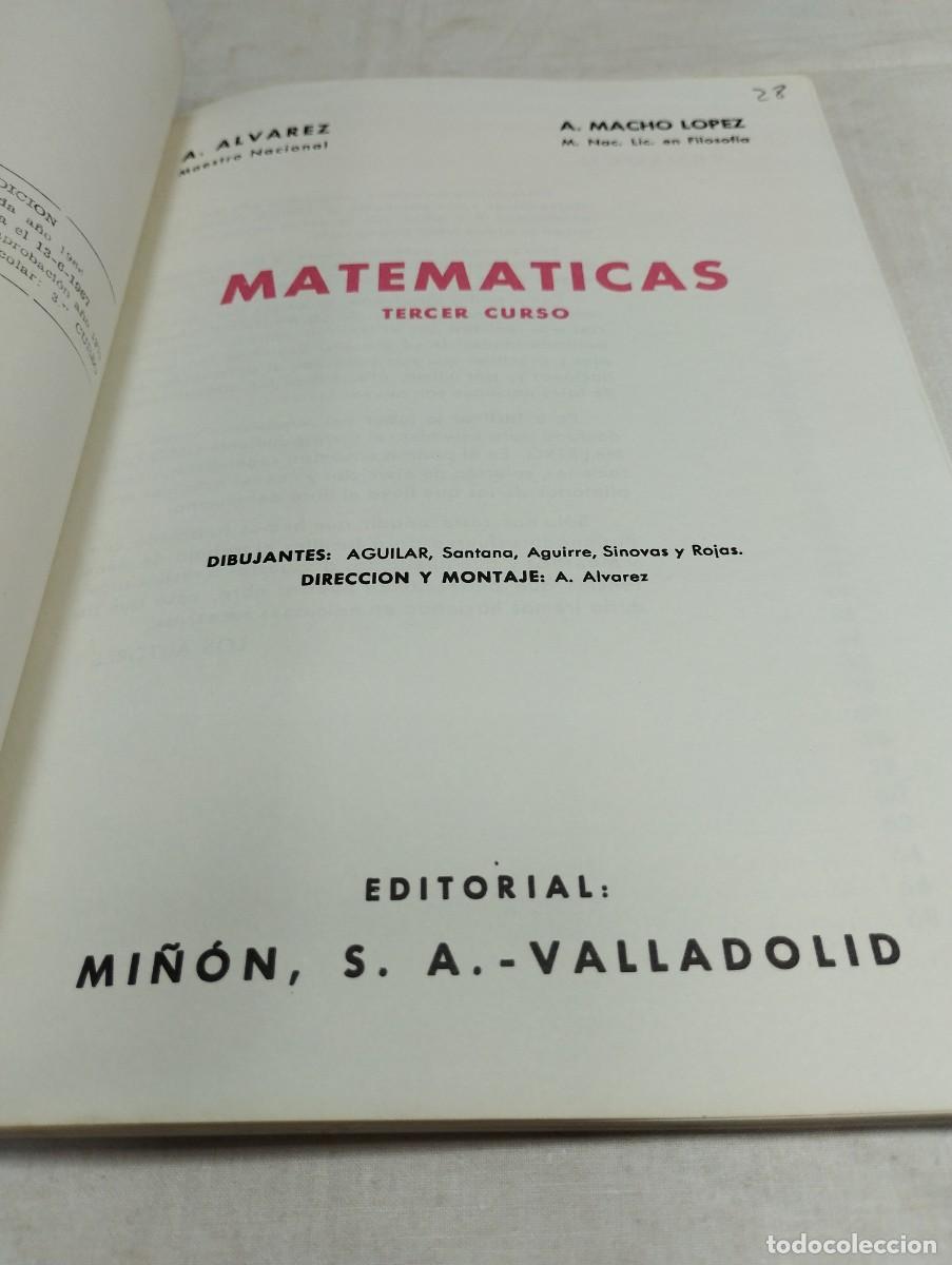 Libros de segunda mano: Matem&aacute;ticas tercer curso. Editorial Mi&ntilde;&oacute;n, 1966 - Foto 2
