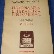 Libros de segunda mano: HISTORIA DE LA LITERATURA UNIVERSAL EN CUADROS ESQUEMÁTICOS - GANDARA-MIRANDA - EPESA (1966)