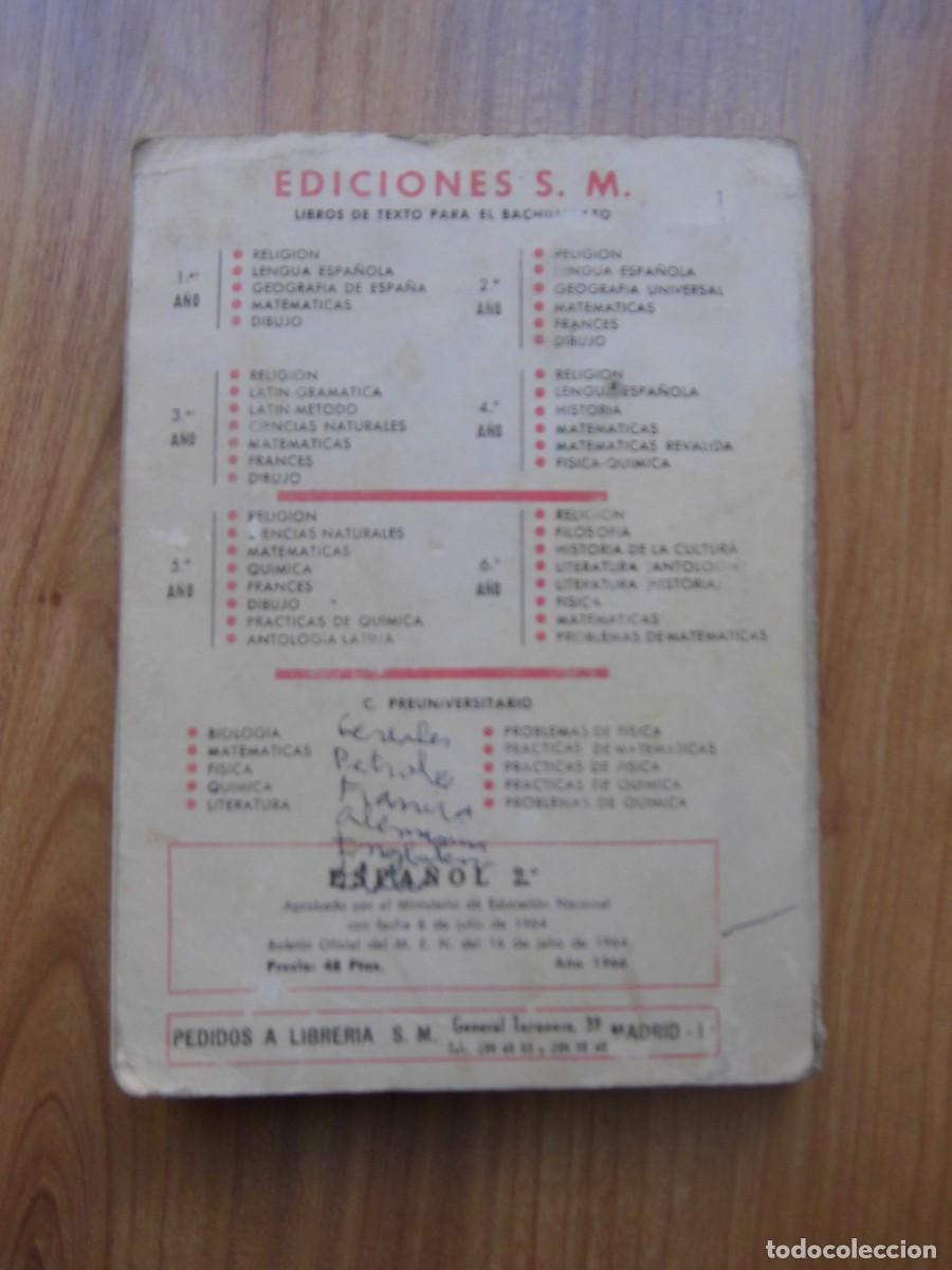 Libros de segunda mano: ESPA&Ntilde;OL 2&ordm; SM LIBRO DE TEXTO 1966 - Foto 2