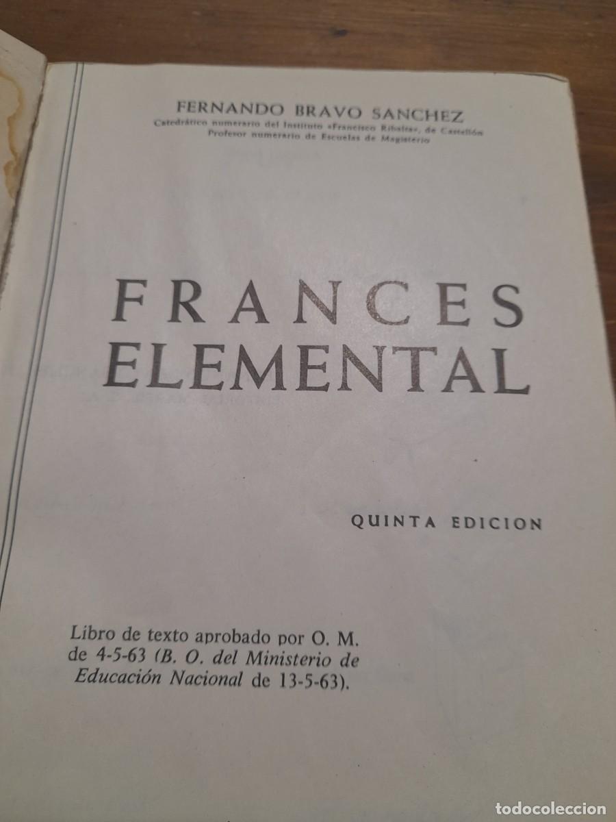 Libros de segunda mano: Libro editorial marfil Fernando Bravo S&aacute;nchez Franc&eacute;s elemental - Foto 2