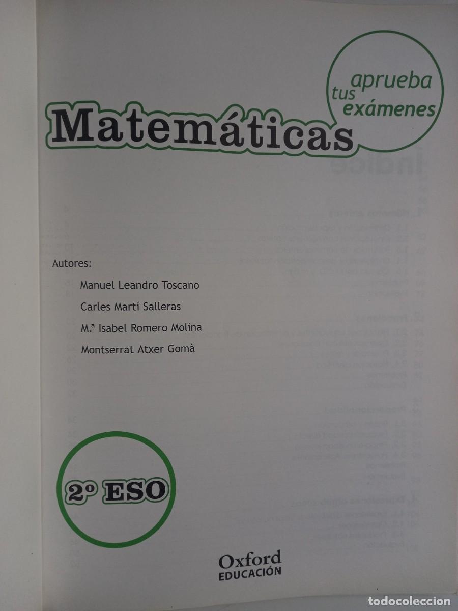 Libros de segunda mano: MATEM&Aacute;TICAS 2&ordm; ESO. (Oxford educaci&oacute;n, 2004. Como nuevo) - Foto 3
