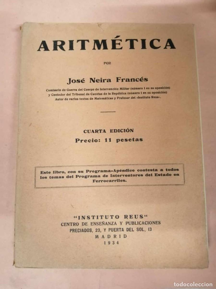 Libros de segunda mano: ARITMETICA (JOSE NEIRA FRANCES) - Foto 1