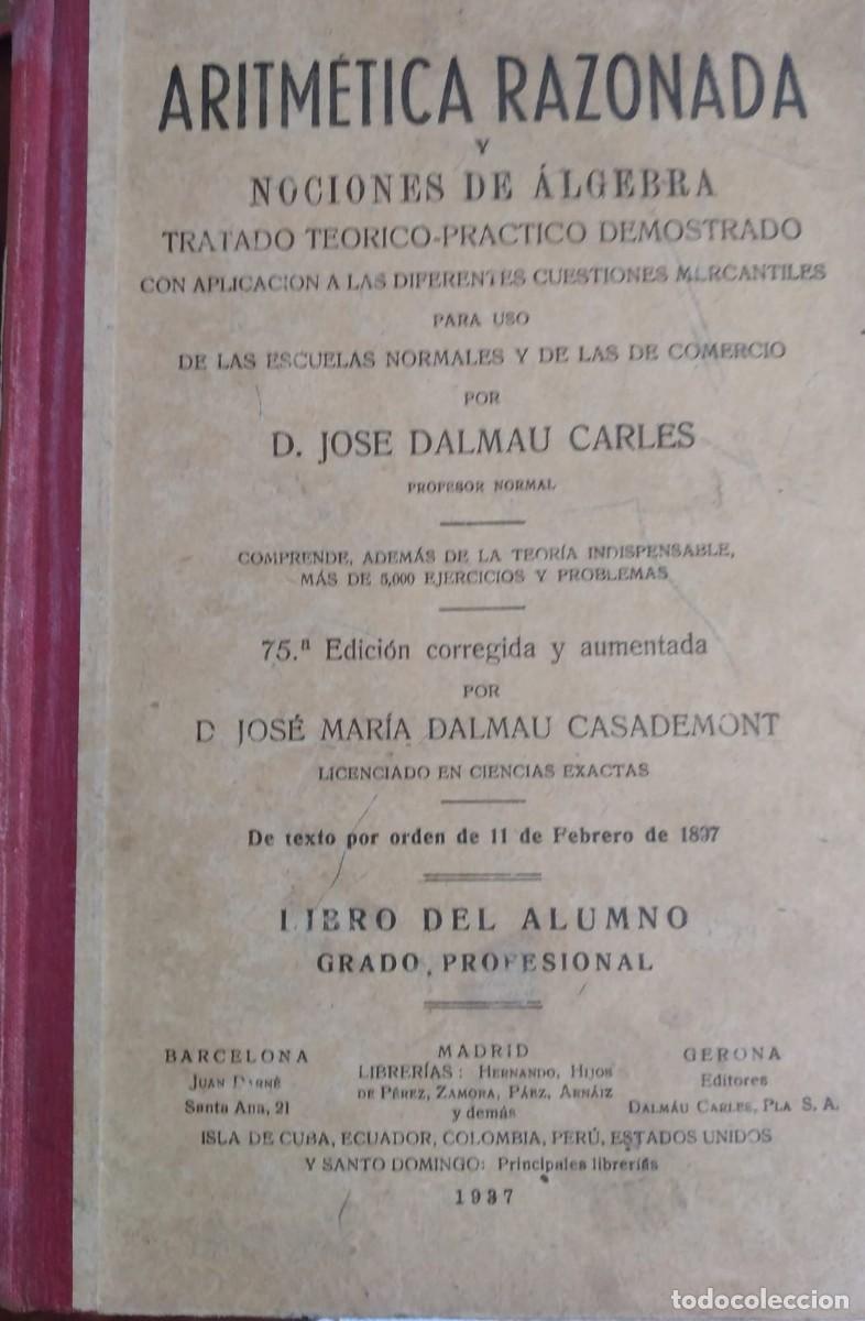 Libros de segunda mano: ARITMETICA RAZONADA - Foto 1