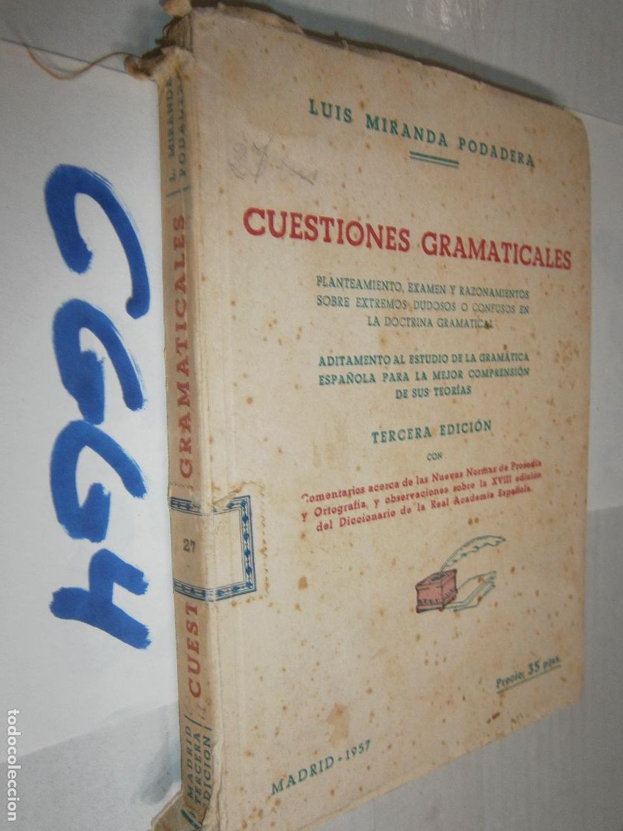 Libros de segunda mano: ANTIGUO LIBRO DE TEXTO - CUESTIONES GRAMATICALES - Foto 1