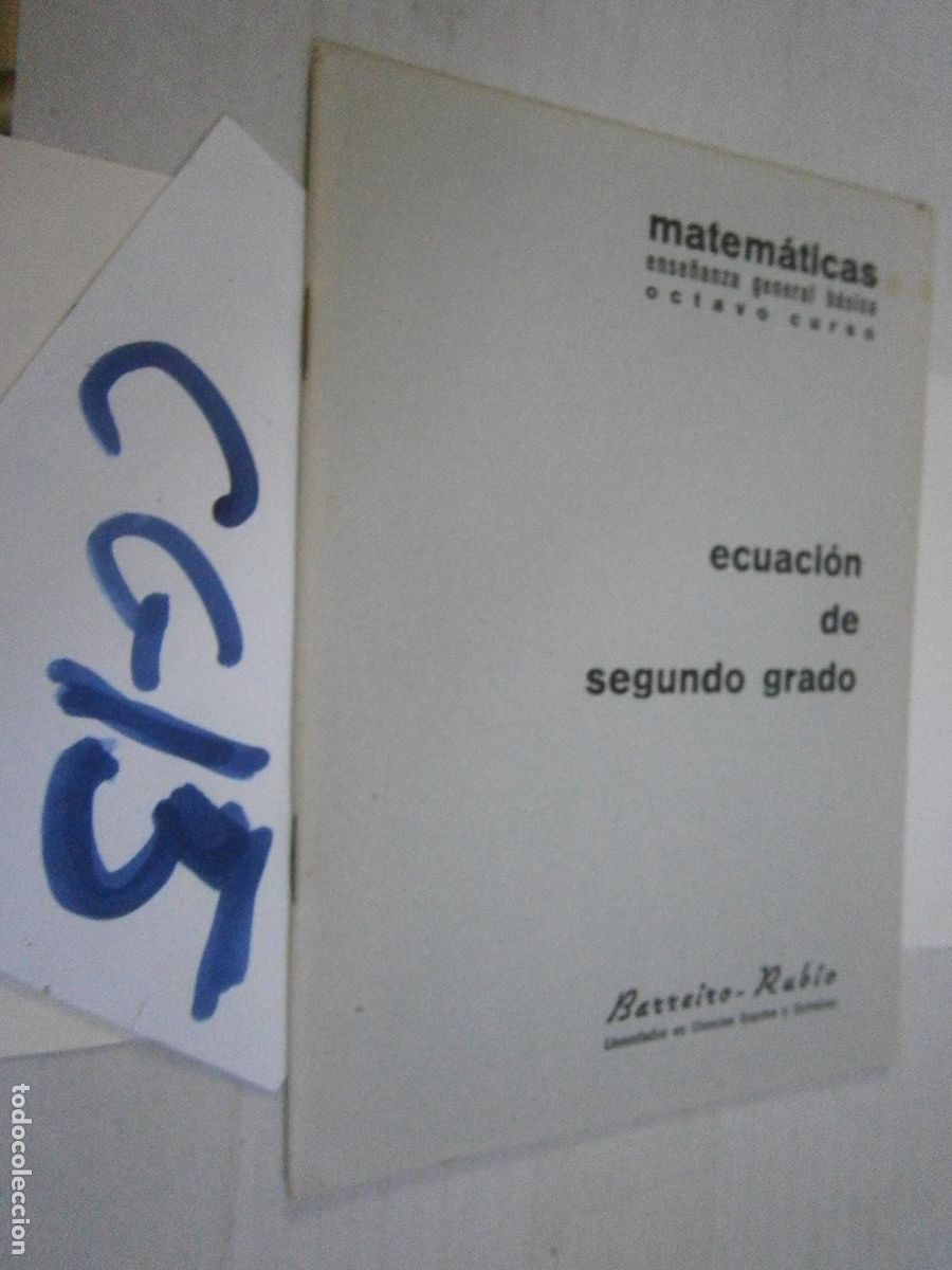 Gebrauchte B&uuml;cher: ANTIGUO LIBRO DE TEXTO - MATEMATICAS - 8&ordm; CURSO - ECUACION DE SEGUNDO GRADO