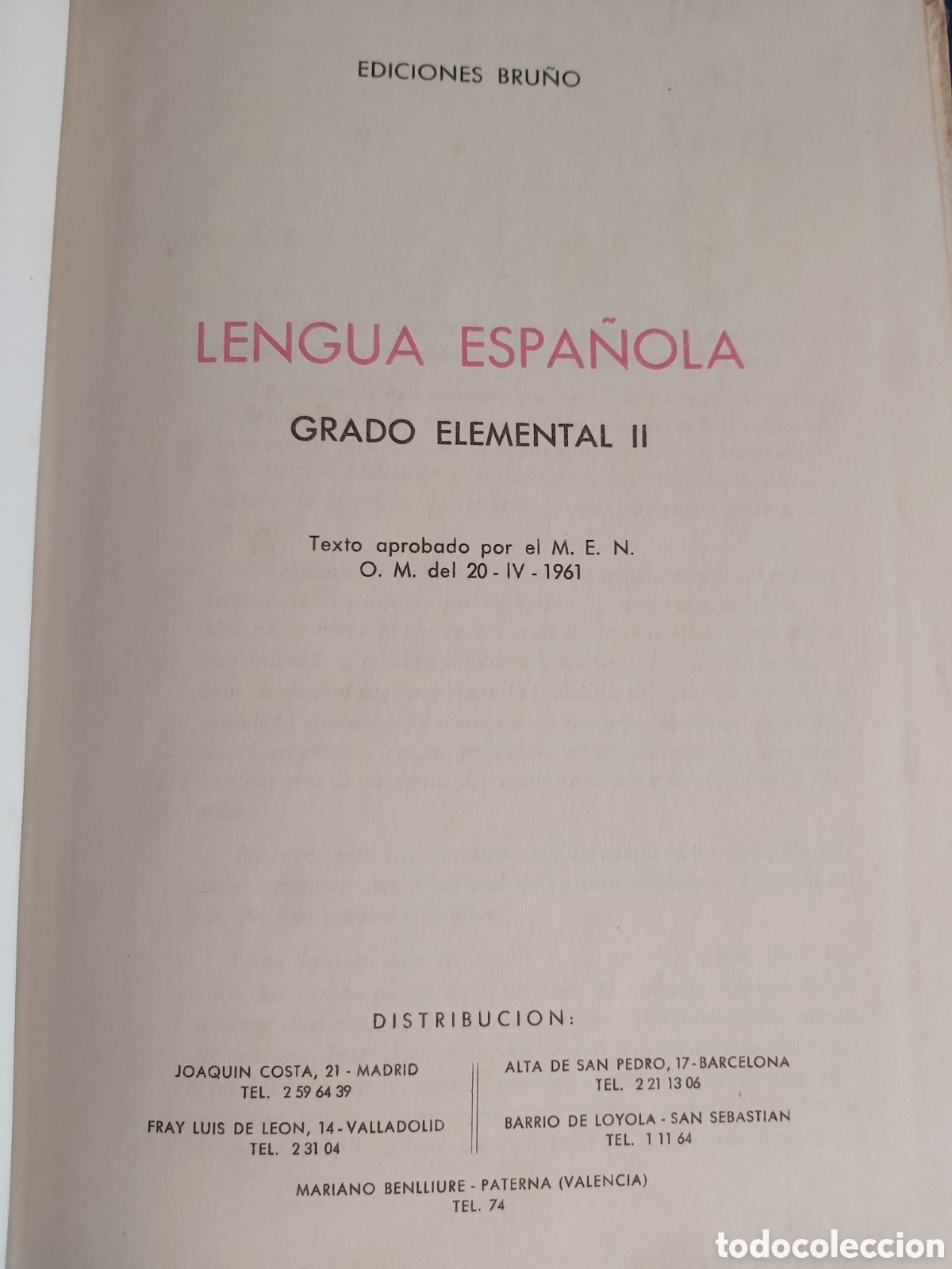 Libros de segunda mano: LENGUA ESPA&Ntilde;OLA GRADO ELEMENTAL 2 EDICIONES BRU&Ntilde;O 1962 - Foto 4