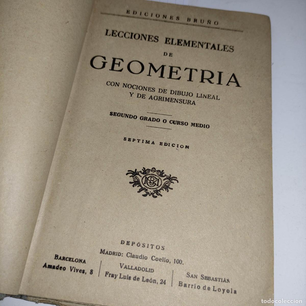 Libros de segunda mano: libro escolar muy antiguo GEOMETRIA 2&ordm; GRADO EDICIONES BRU&Ntilde;O. - Foto 4