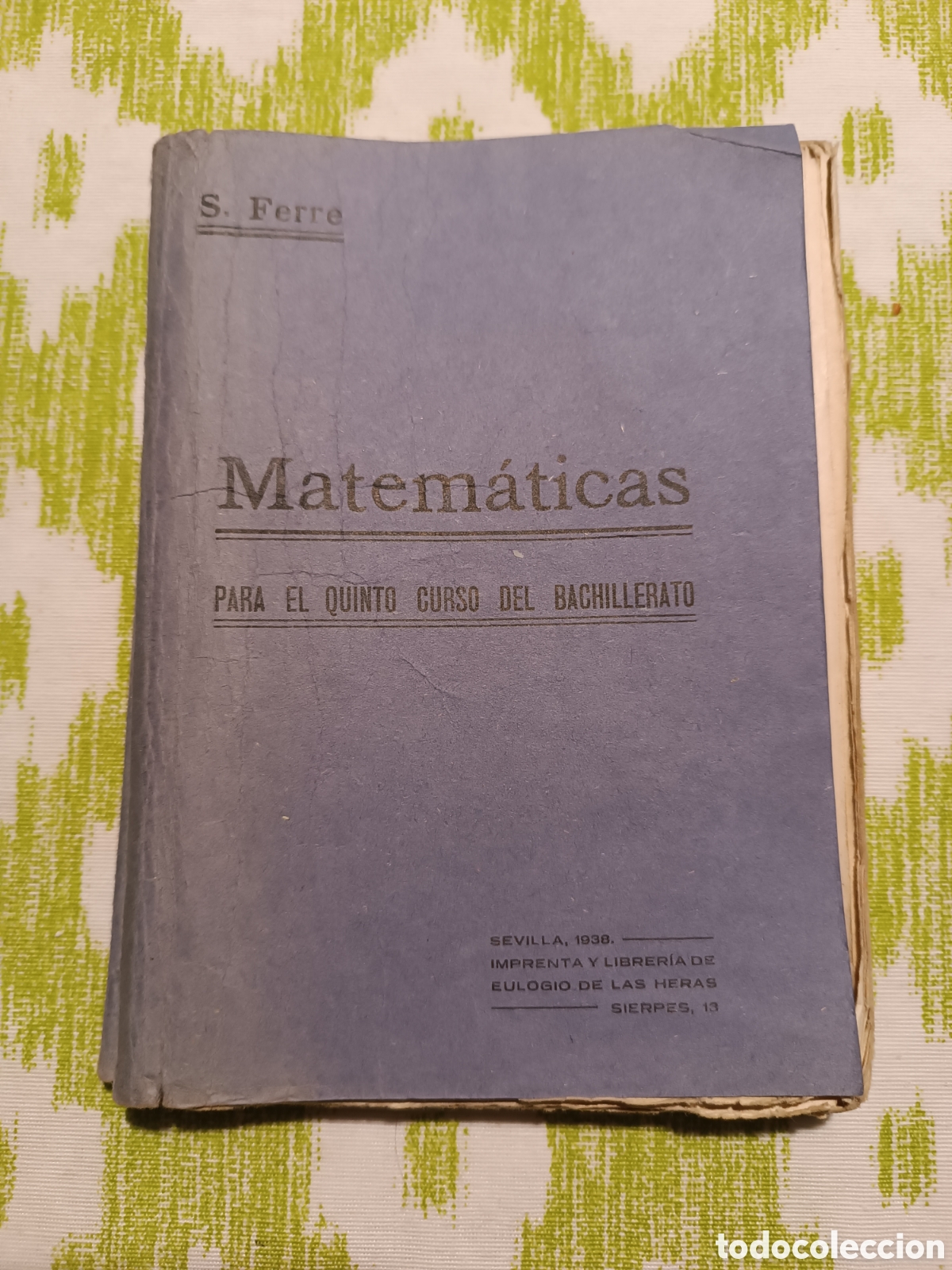 Libros de segunda mano: MATEMATICAS QUINTO CURSO DE BACHILLERATO 1938 - Foto 1