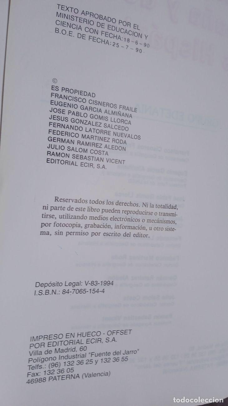 Libros de segunda mano: GEOGRAF&Iacute;A E HISTORIA DE ESPA&Ntilde;A 3&ordm; BUP Grupo Edetania ECIR - Foto 3