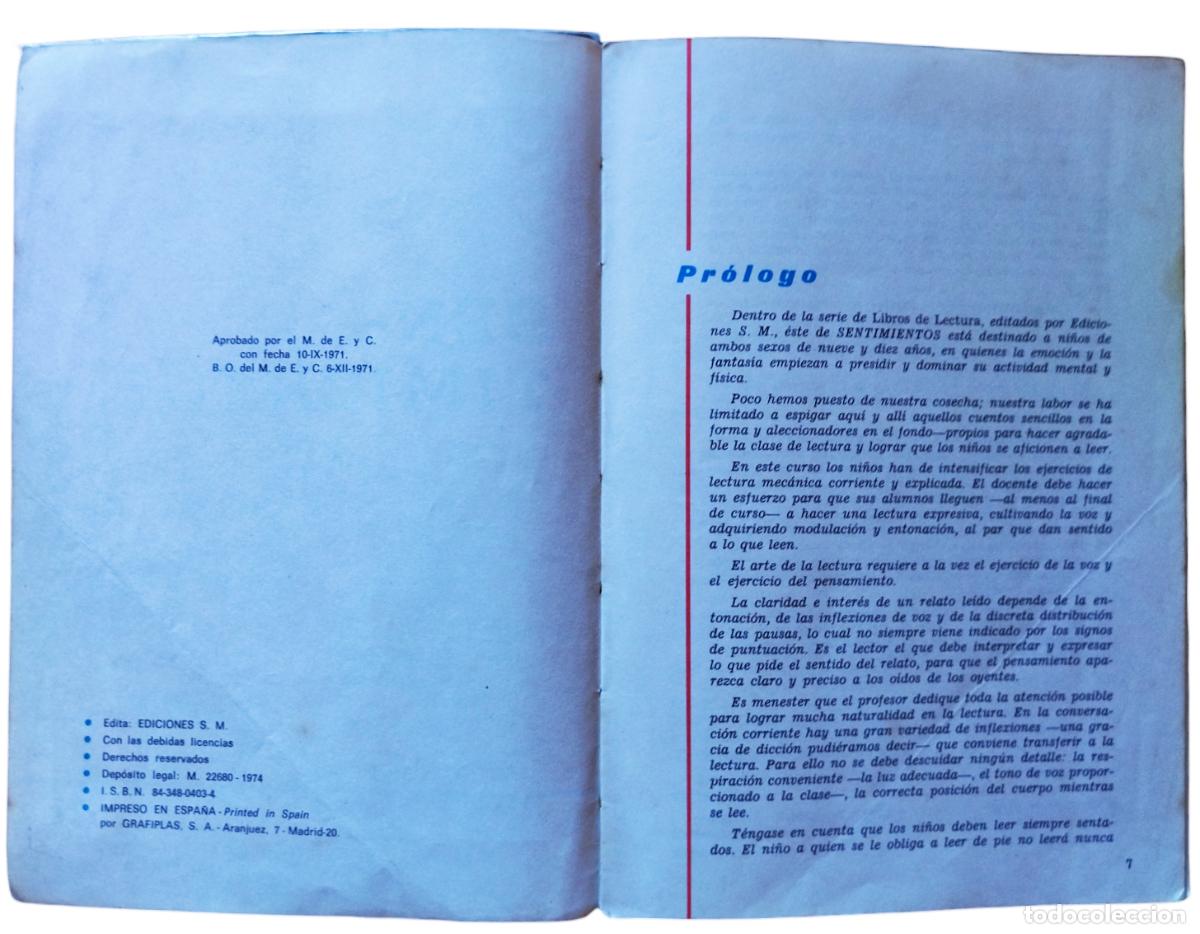 Libros de segunda mano: SENTIMIENTOS. LECTURAS. 4&ordm; CURSO. SM 1974. 7&ordf; EDICI&Oacute;N. - Foto 6