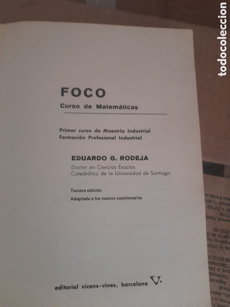 Libros de segunda mano: Foco, Matem&aacute;ticas Primer Curso de Maestr&iacute;a Industrial - Foto 3