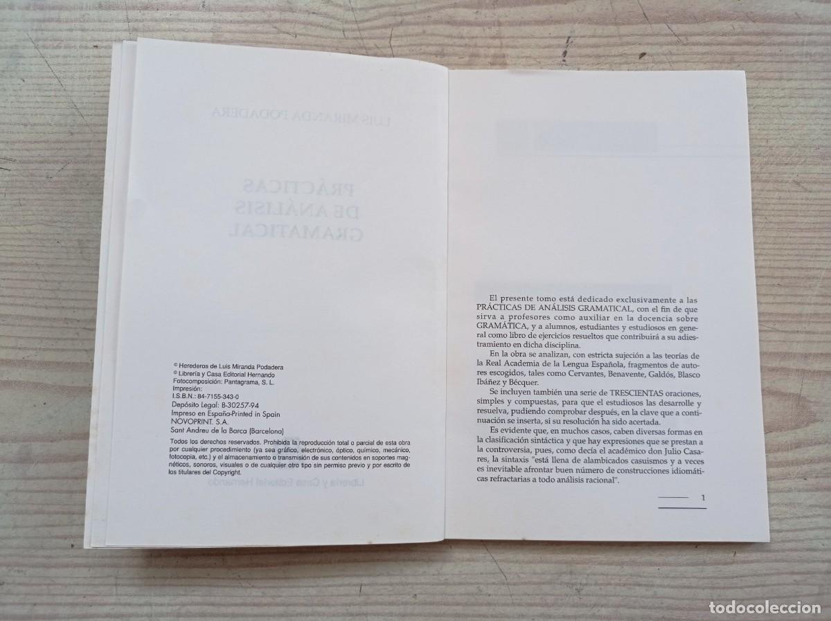 Libros de segunda mano: Practicas De Analisis Gramatical - Luis Miranda Podadera - 1994 - Foto 3