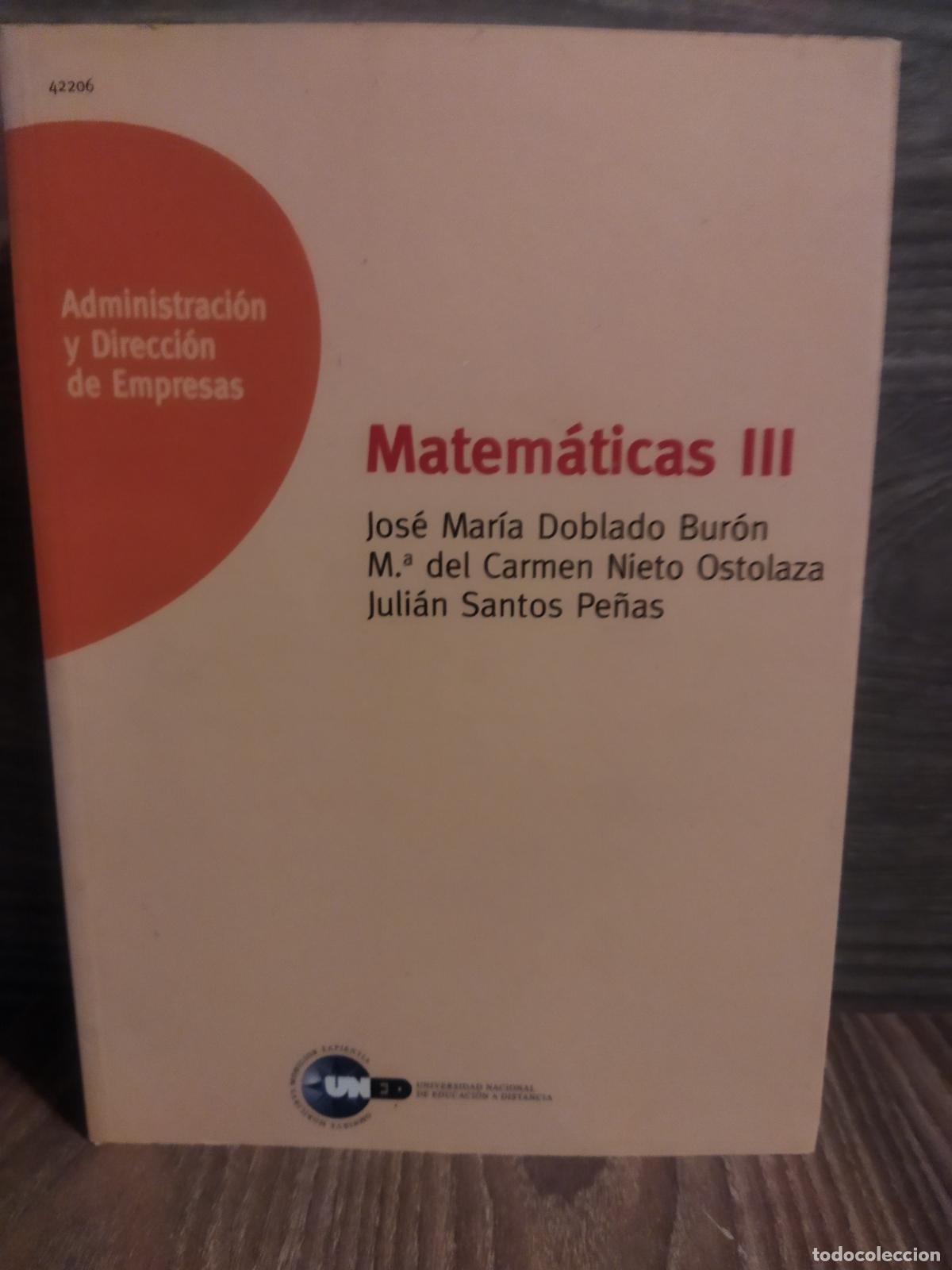 Libros de segunda mano: Matem&aacute;ticas III Jos&eacute; Mar&iacute;a doblado Buron - Foto 1