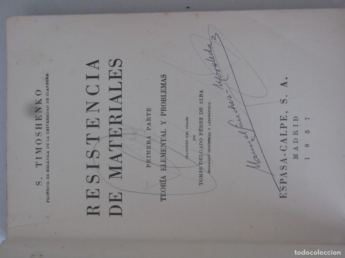 Libros de segunda mano: Resistencia de materiales, tomo I.- Timoshenko, Stephen - Foto 2