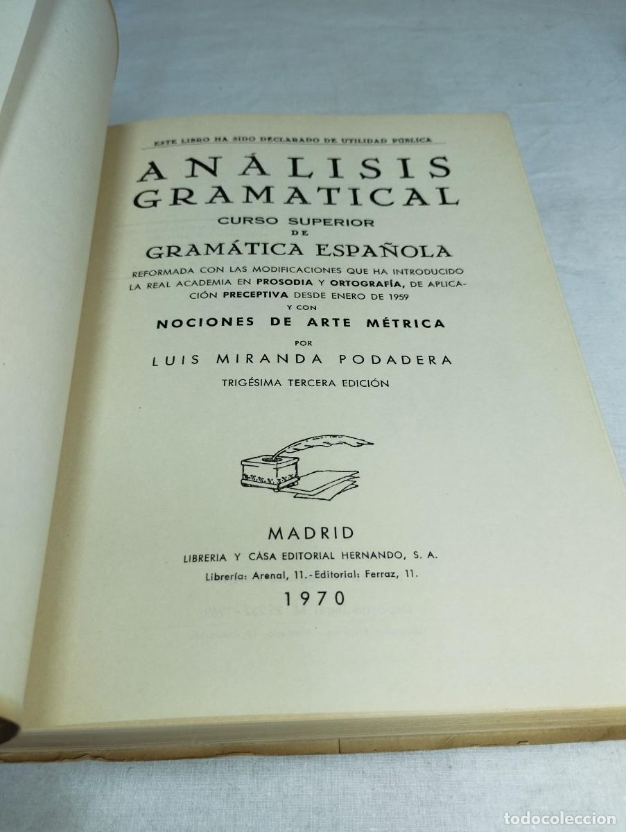 Libros de segunda mano: An&aacute;lisis gramaticales. Luis Miranda. - Foto 2