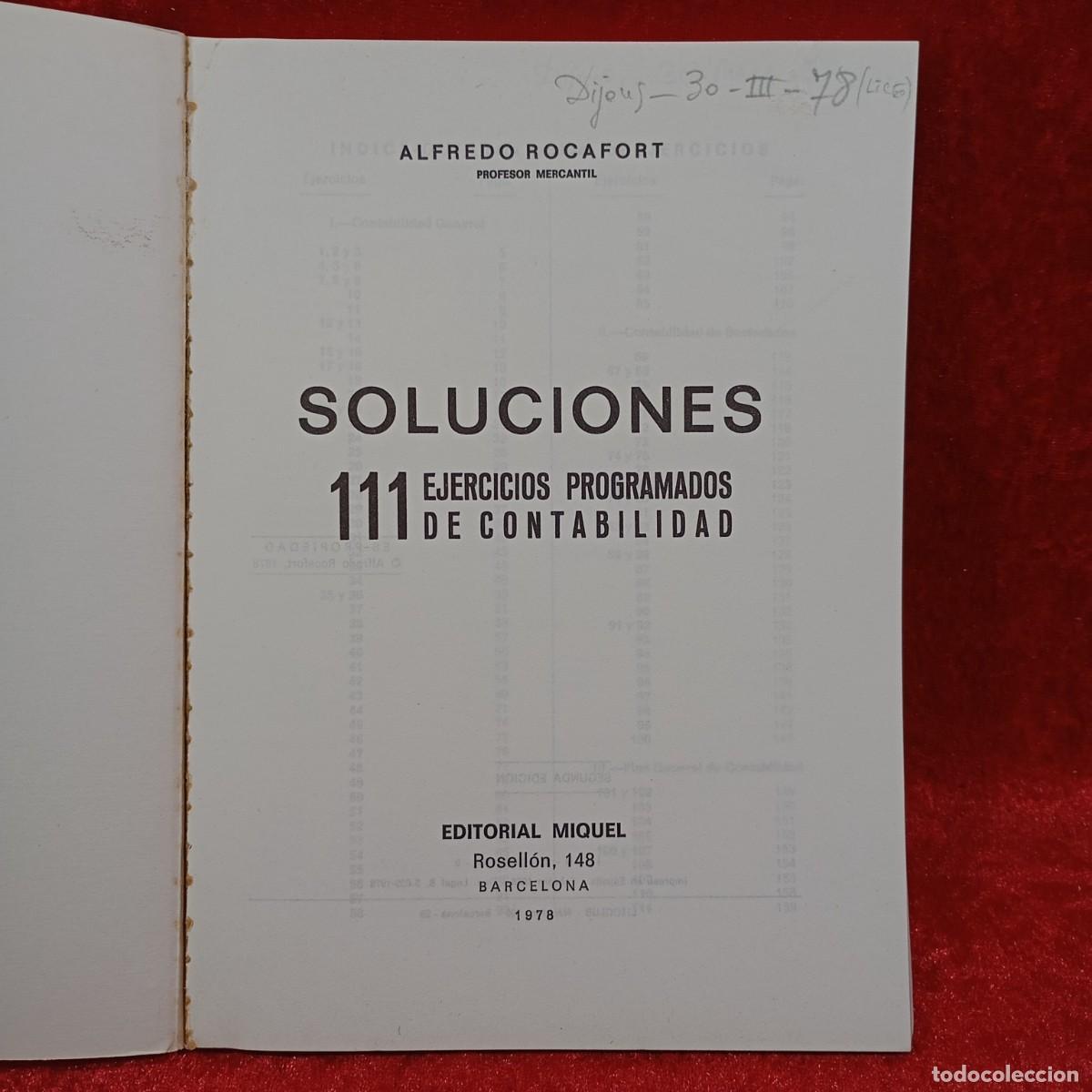 Libros de segunda mano: CONTABILIDAD - 111 EJERCICIOS PROGRAMADOS - ALFREDO ROCAFORT - EDITORIAL MIQUEL - 1978 / 1084 - Foto 3