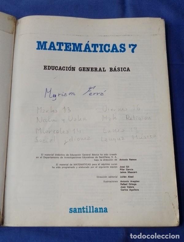 Libros de segunda mano: E. G. B. Matematicas 7 SANTILLANA - Foto 2