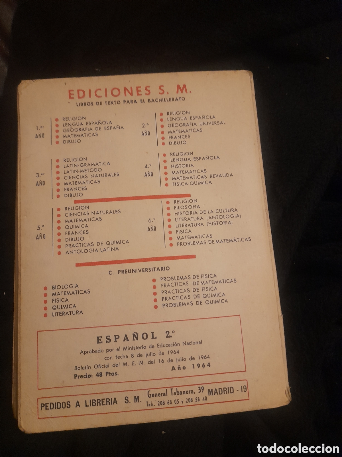 Libros de segunda mano: Libro de texto, Espa&ntilde;ol 2 a&ntilde;o de 1964, Edici&oacute;nes SM - Foto 2