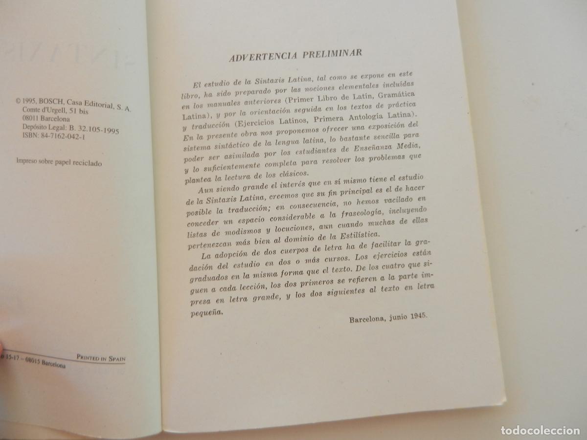 Libros de segunda mano: SINTAXIS LATINA - E. VALENT&Iacute; FIOL - BOSCH EDITORIAL 1995. - Foto 4