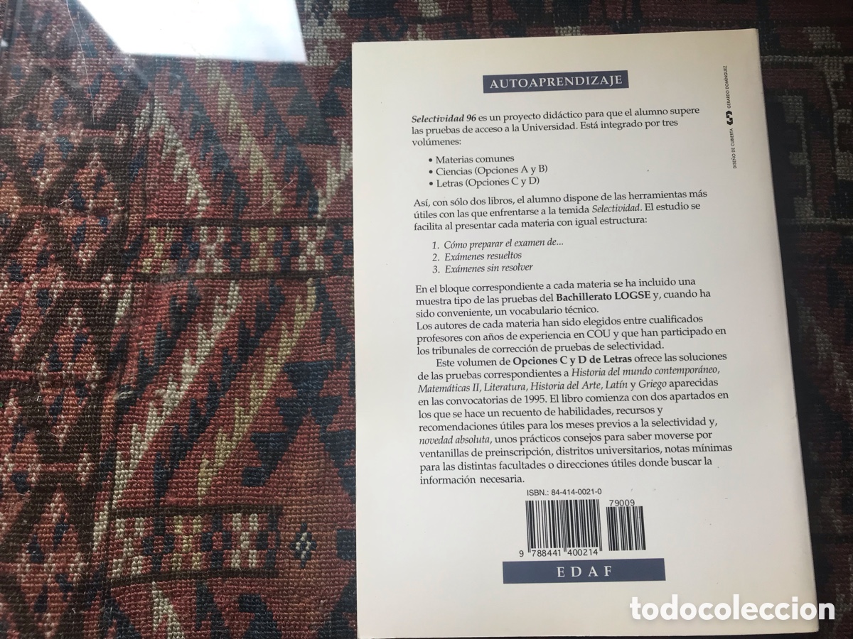 Libros de segunda mano: Selectividad 96. Opciones C y D: Letras. Edaf - Foto 3