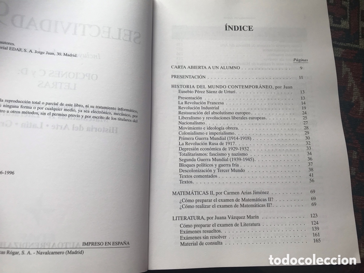 Libros de segunda mano: Selectividad 96. Opciones C y D: Letras. Edaf - Foto 4