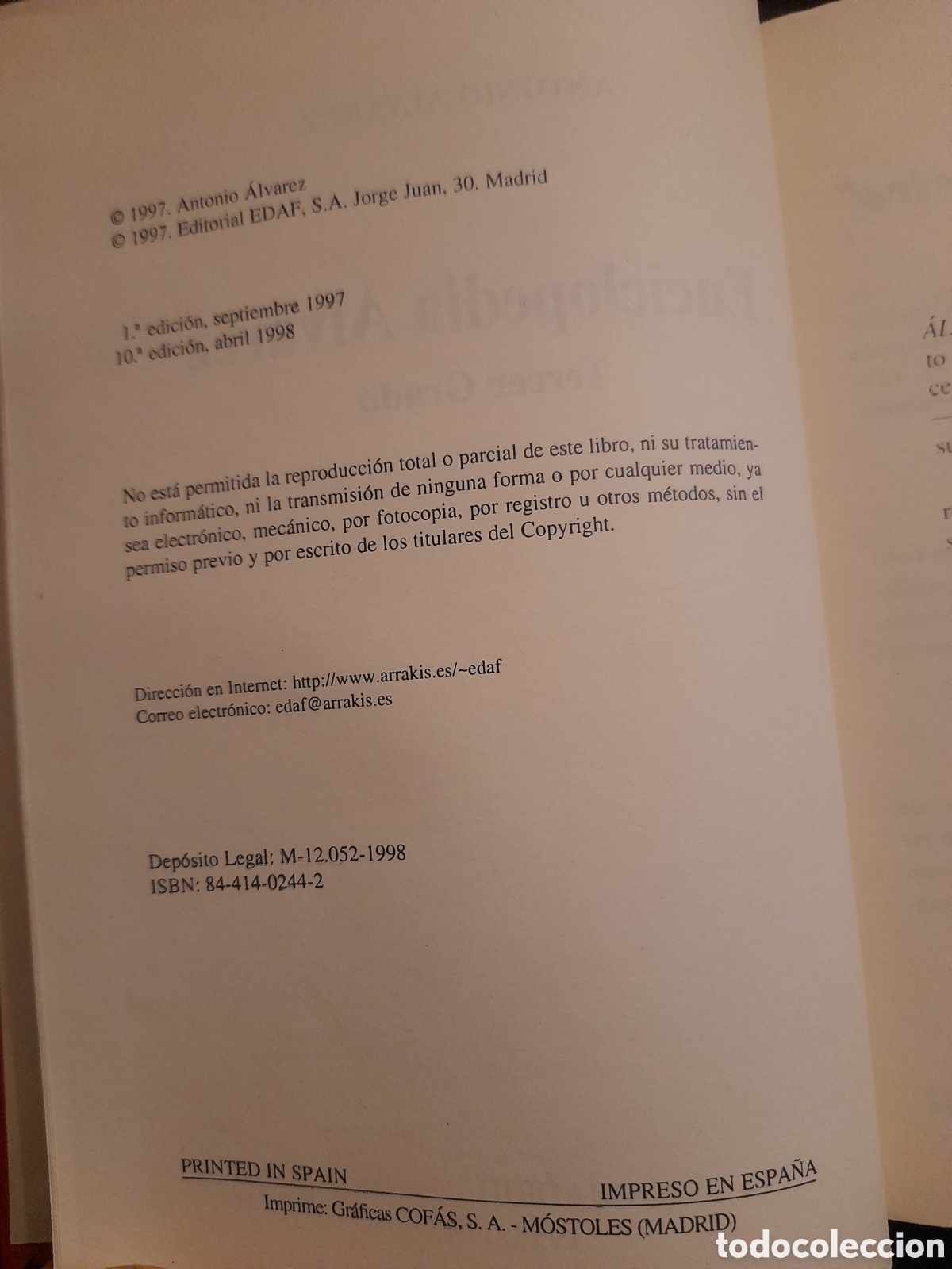 Libros de segunda mano: Enciclopedia &Aacute;lvarez tercer grado, Edaf de 1998 ejemplar n&uacute;merado - Foto 4