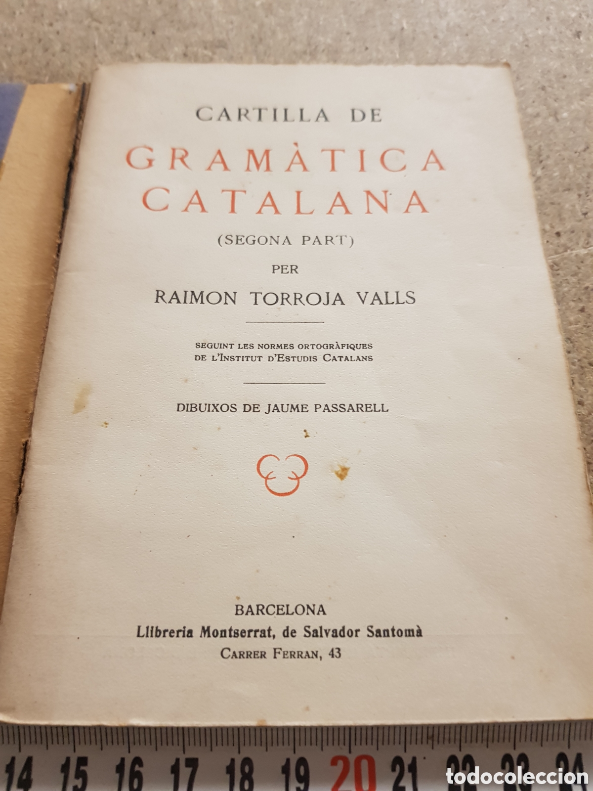 Libros de segunda mano: Libro de escuela, Cartilla de Gram&agrave;tica. Segona Part.Texto en catal&aacute;n. - Foto 2