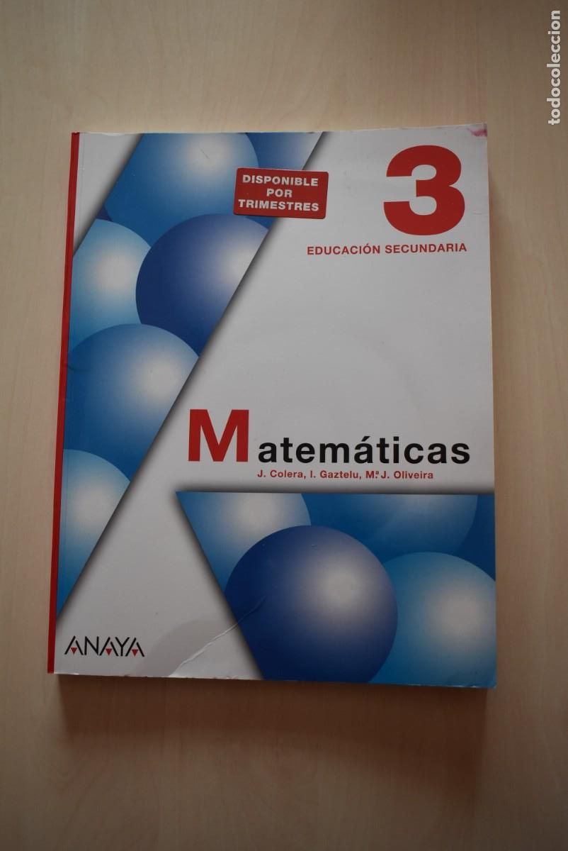 Libros de segunda mano: Libro de texto. Matem&aacute;ticas. 3 &ordm; ESO. Editorial Anaya - Foto 1