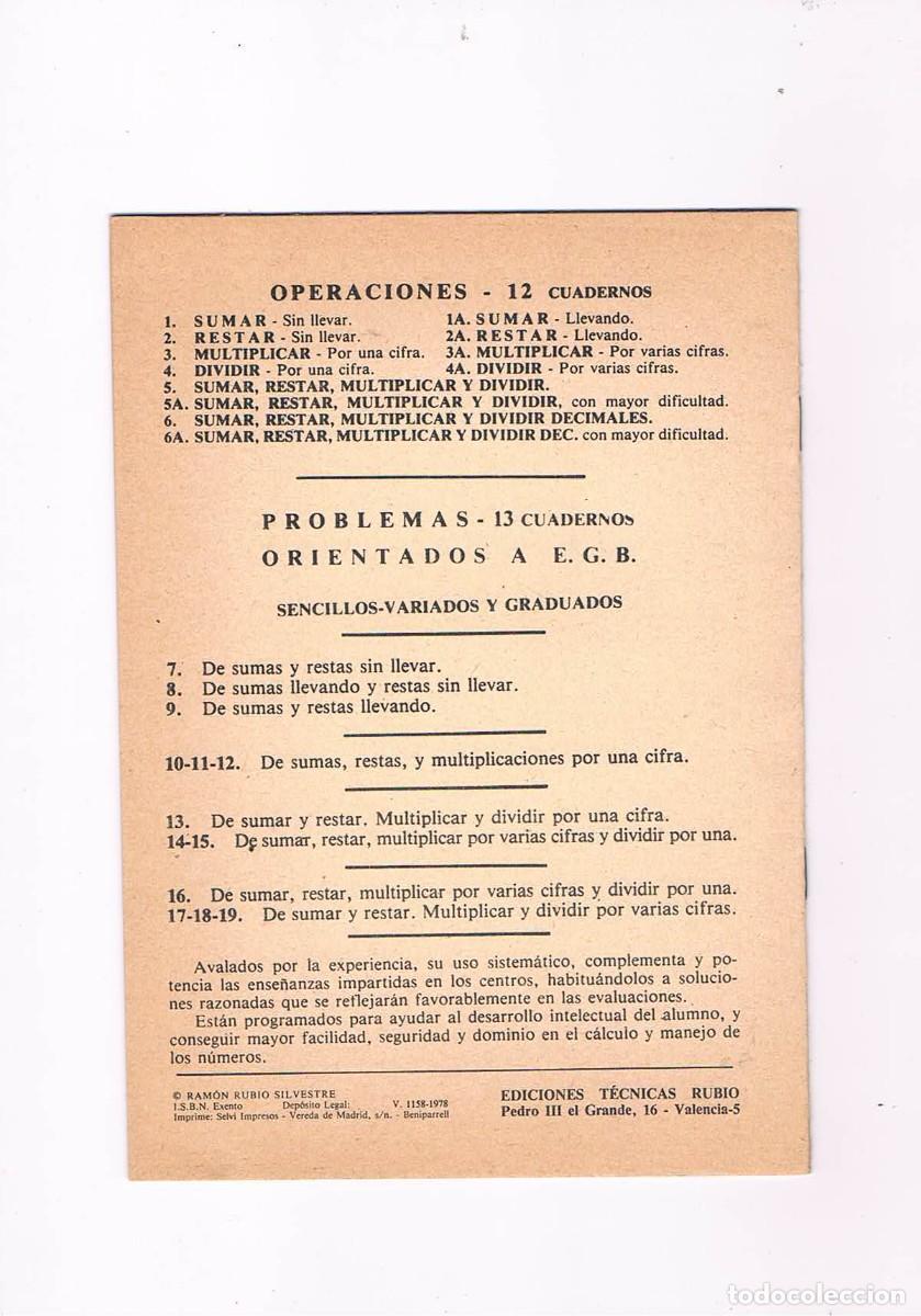 Libros de segunda mano: Cuaderno escolar antiguo problemas rubio 7 - Foto 2