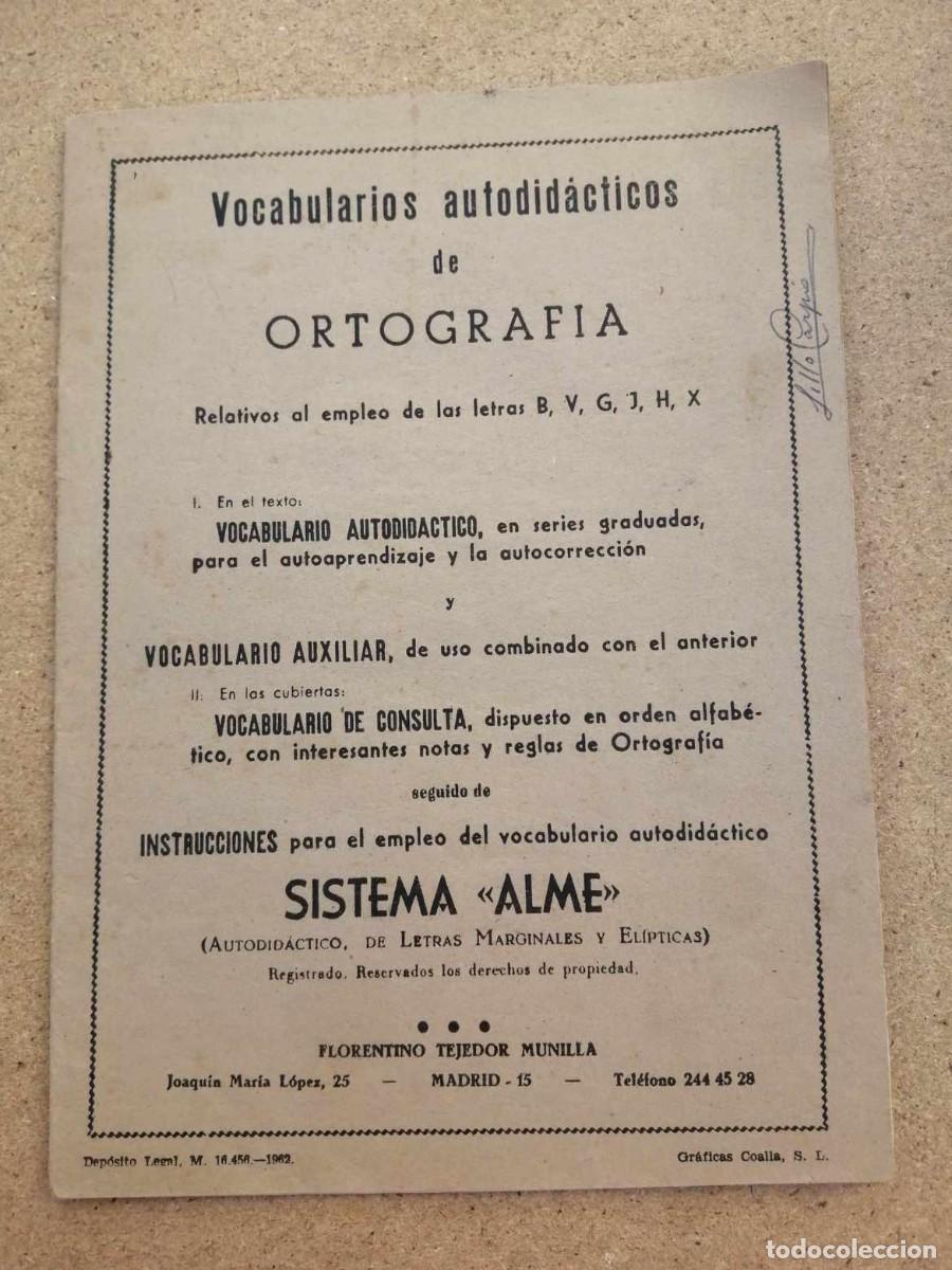 Libros de segunda mano: VOCABULARIOS AUTODIDACTICOS DE ORTOGRAFIA. 1962 - Foto 1