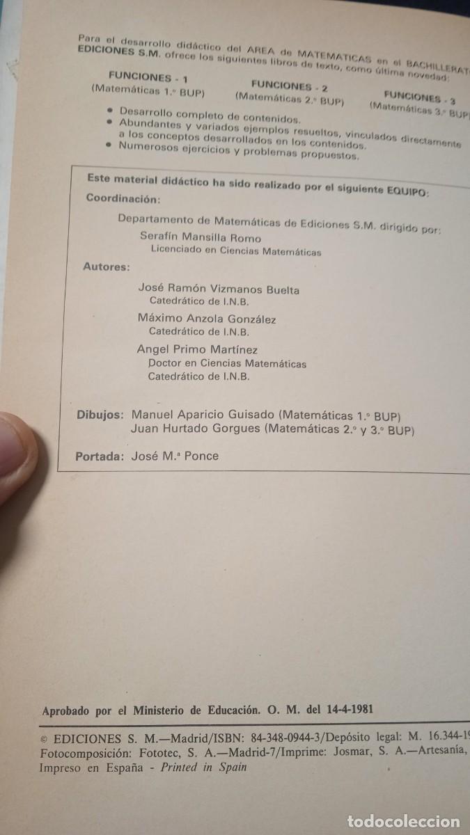 Libros de segunda mano: Funciones-2 - Matem&aacute;ticas 2 Bup - SM. - Foto 3