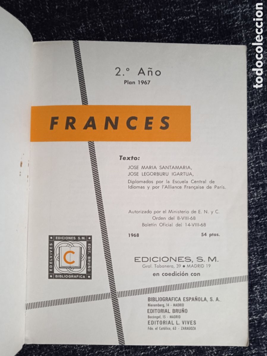 Libros de segunda mano: FRANCES 2&ordm; A&Ntilde;O -ED. EDICIONES SM 1968 -LIBRO DE TEXTO - Foto 2