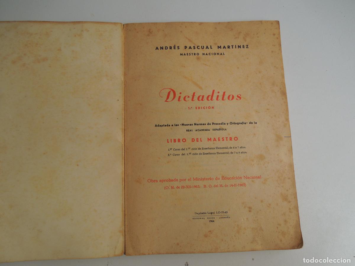 Libros de segunda mano: DICTADITOS - LIBRO DEL MAESTRO - ANDRES PASCUAL -1964 - Foto 2