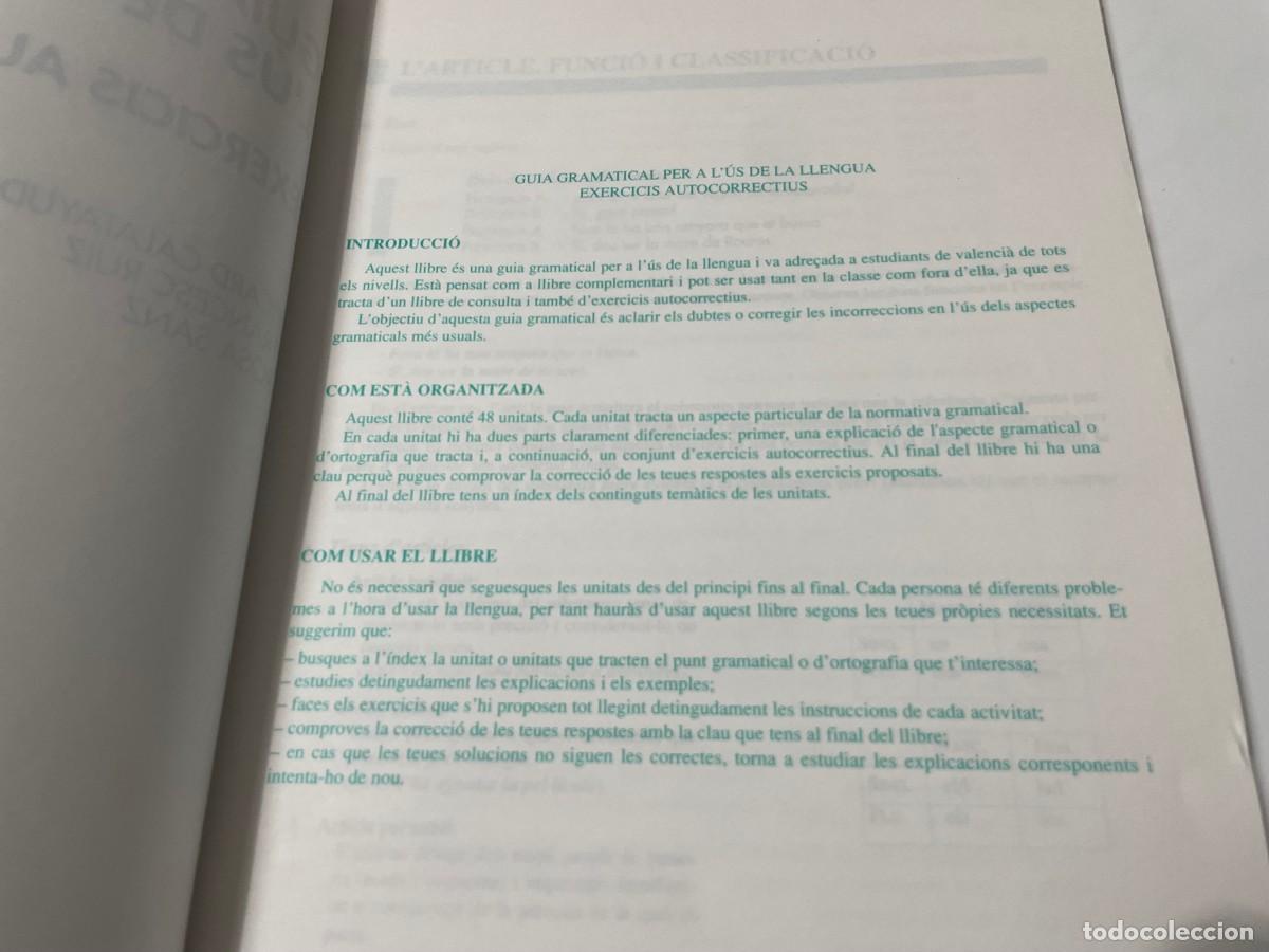 Libros de segunda mano: GUIA GRAMATICAL PER A LUS DE LA LLENGUA EXERCICIS AUTOCORRECTIUS LIBRO EJERCICIOS DE VALENCIANO - Foto 4