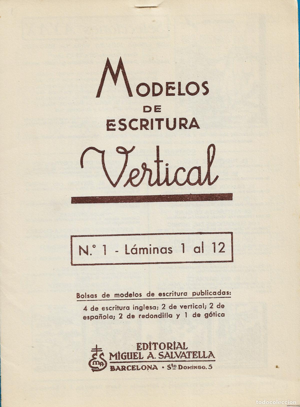 Libros de segunda mano: MODELOS DE ESCRITURA VERTICAL - N&ordm; 1 - EDITORIAL SALVATELLA - Foto 1