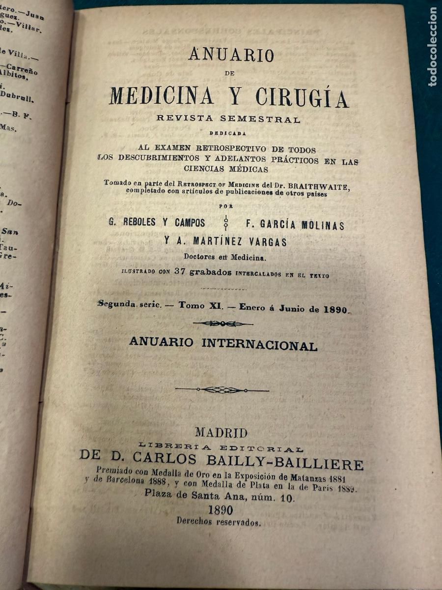 Libros de segunda mano: LIBRO ANUARIO DE MEDICINA Y CIRUGIA 11 - ENERO A JUNIO DE 1890 - Foto 4