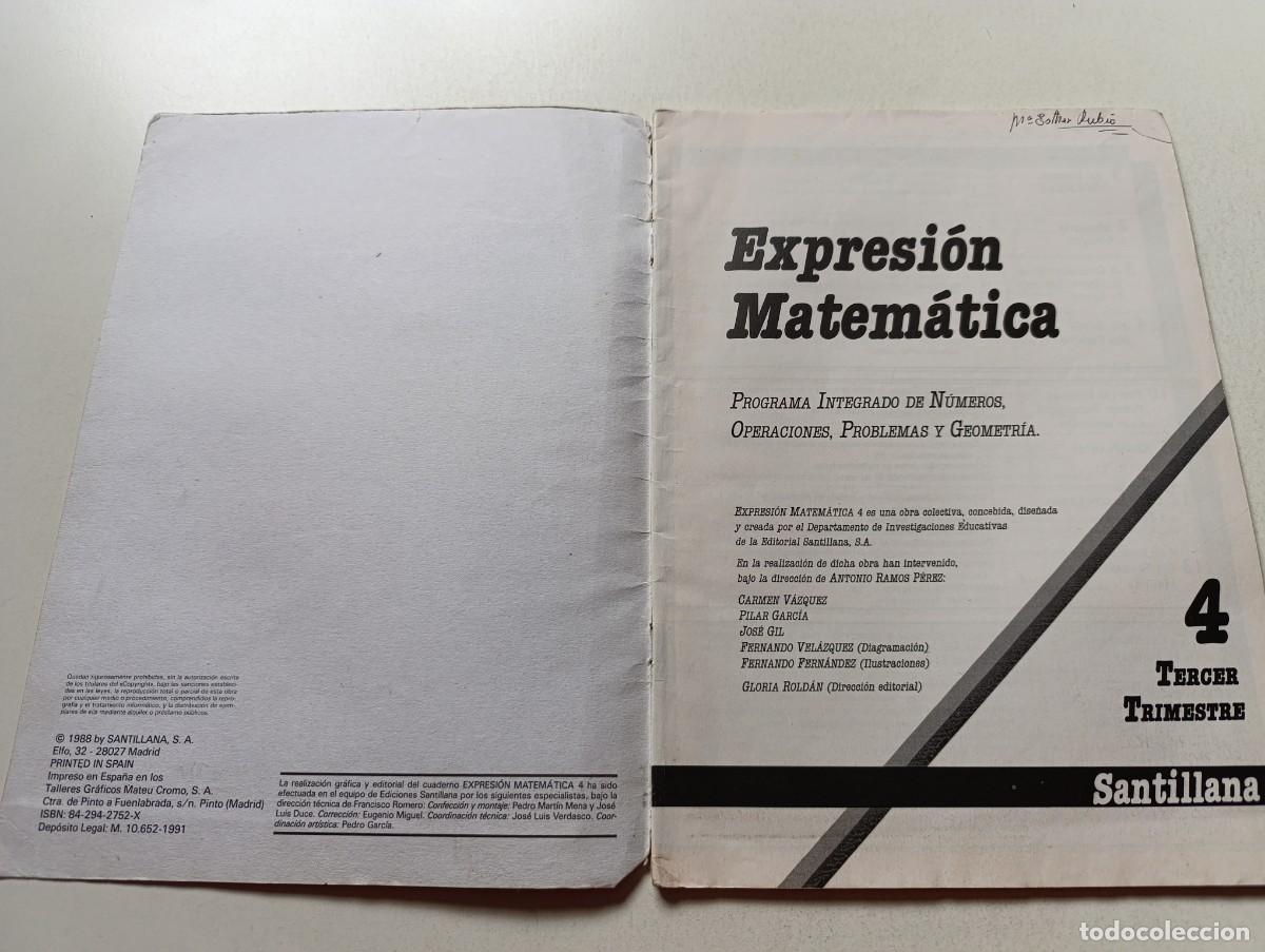 Libros de segunda mano: Libro EXPRESI&Oacute;N MATEM&Aacute;TICA 4 EGB Tercer Trimestre Santillana Programa integrado de n&uacute;meros - Foto 3