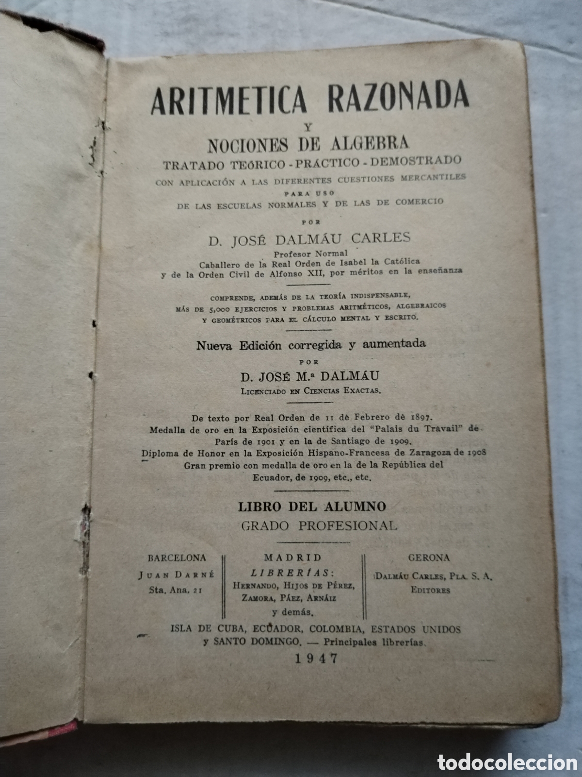 Libros de segunda mano: ARITM&Eacute;TICA RAZONADA/DALMAU CARLES - Foto 2