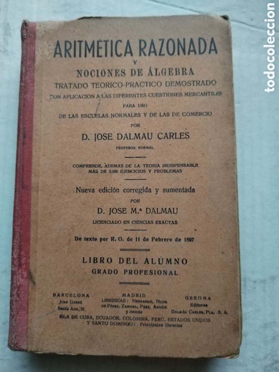 Libros de segunda mano: ARITM&Eacute;TICA RAZONADA/DALMAU CARLES - Foto 1